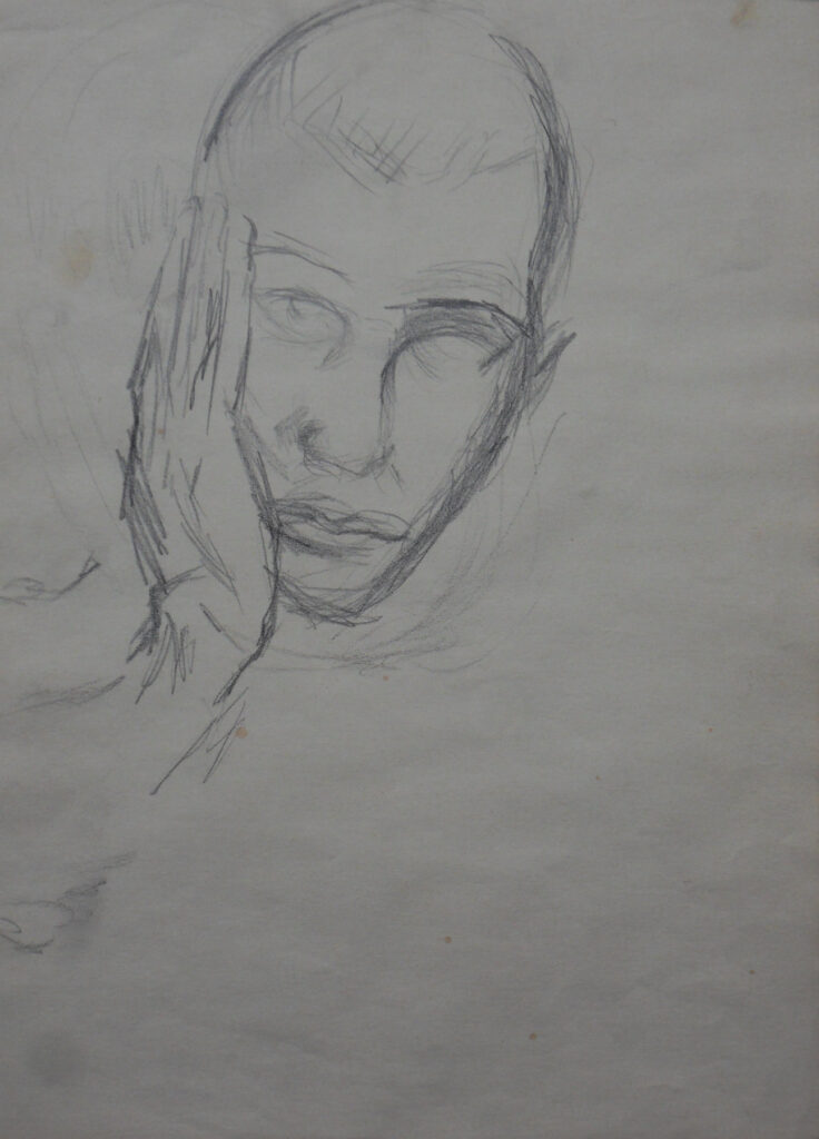 Tamyo Leonard, Selbstporträt, Papierarbeit, 40 x 30 cm